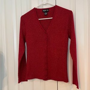 Ladies, red metallic sweater